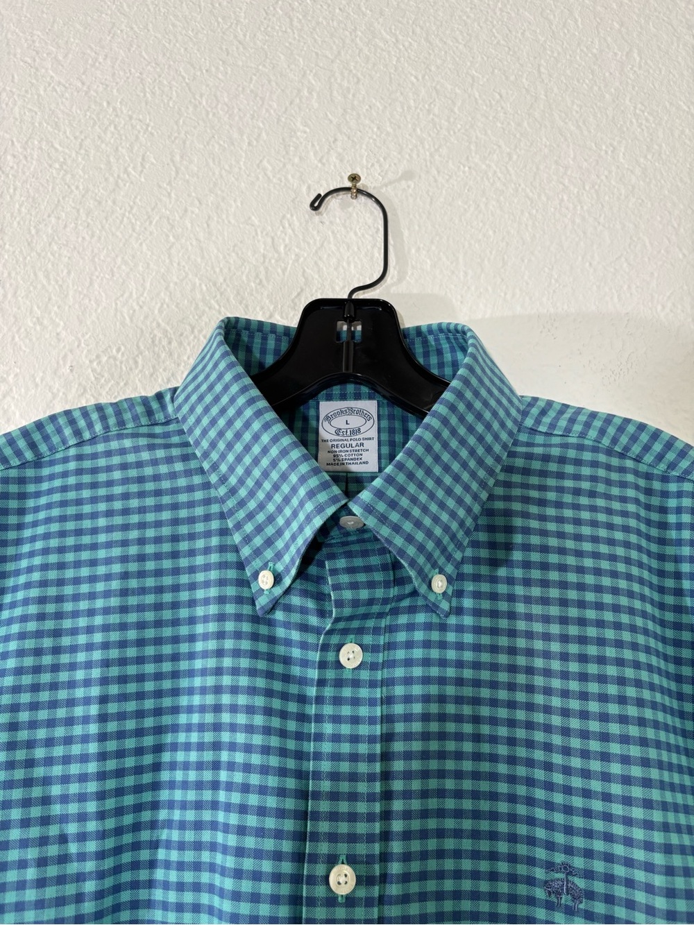 Brooks Brothers The Original Polo Shirt Short Sleeve Gingham Print Size Large - Picture 4 of 7